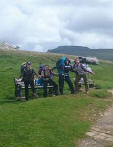 DofE Group in the Yorkshire Dales with Ingleborough in the background